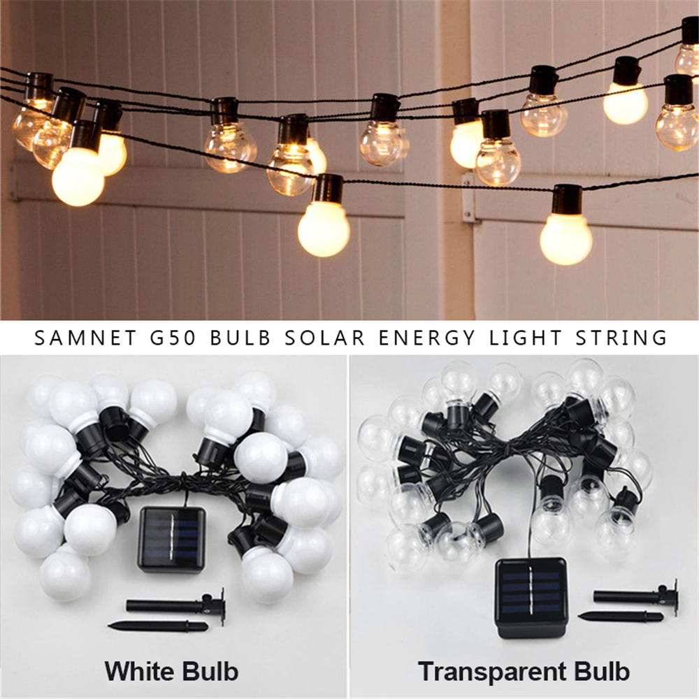 야외 갈 랜드 거리 LED G50 전구 태양 에너지 문자열 빛 크리스마스 장식 램프 홈 실내 휴일 조명